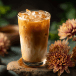 Glass of Thai Chrysanthemum Milk Tea with crushed ice
