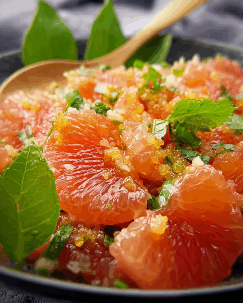 Variations of Pomelo Salad with shrimp, vegetarian, and lettuce versions