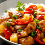 Thai Chicken Pineapple Stir-Fry served with rice