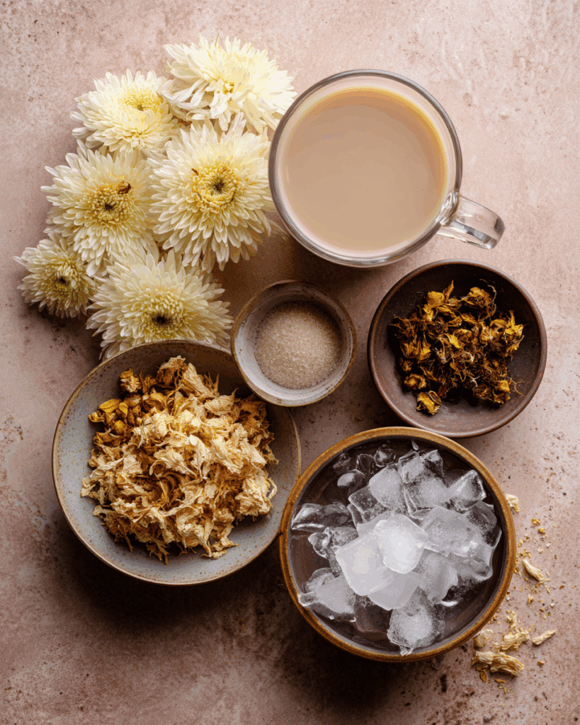 Ingredients for Thai Chrysanthemum Milk Tea recipe
