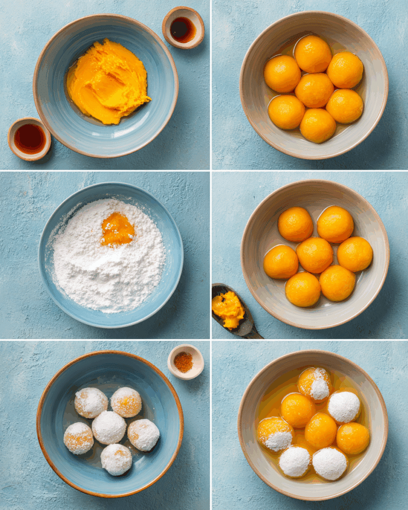 Cooking Thai Pumpkin and Rice Flour Dumplings in Syrup