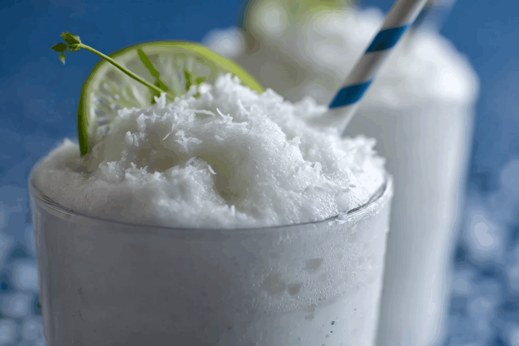 Thai Coconut Milkshake served in a tall glass with garnish