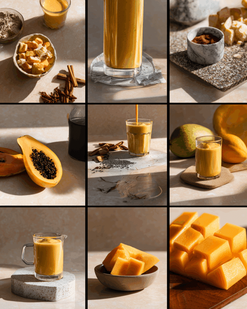 Papaya smoothie blending process