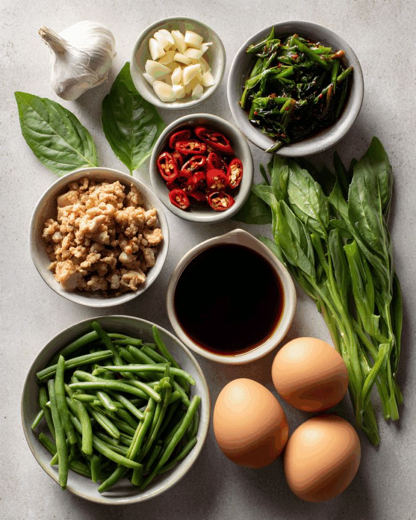 Ingredients for Thai Chicken with Holy Basil and Egg recipe