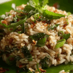 Betel Leaf Fried Rice served in a rustic bowl