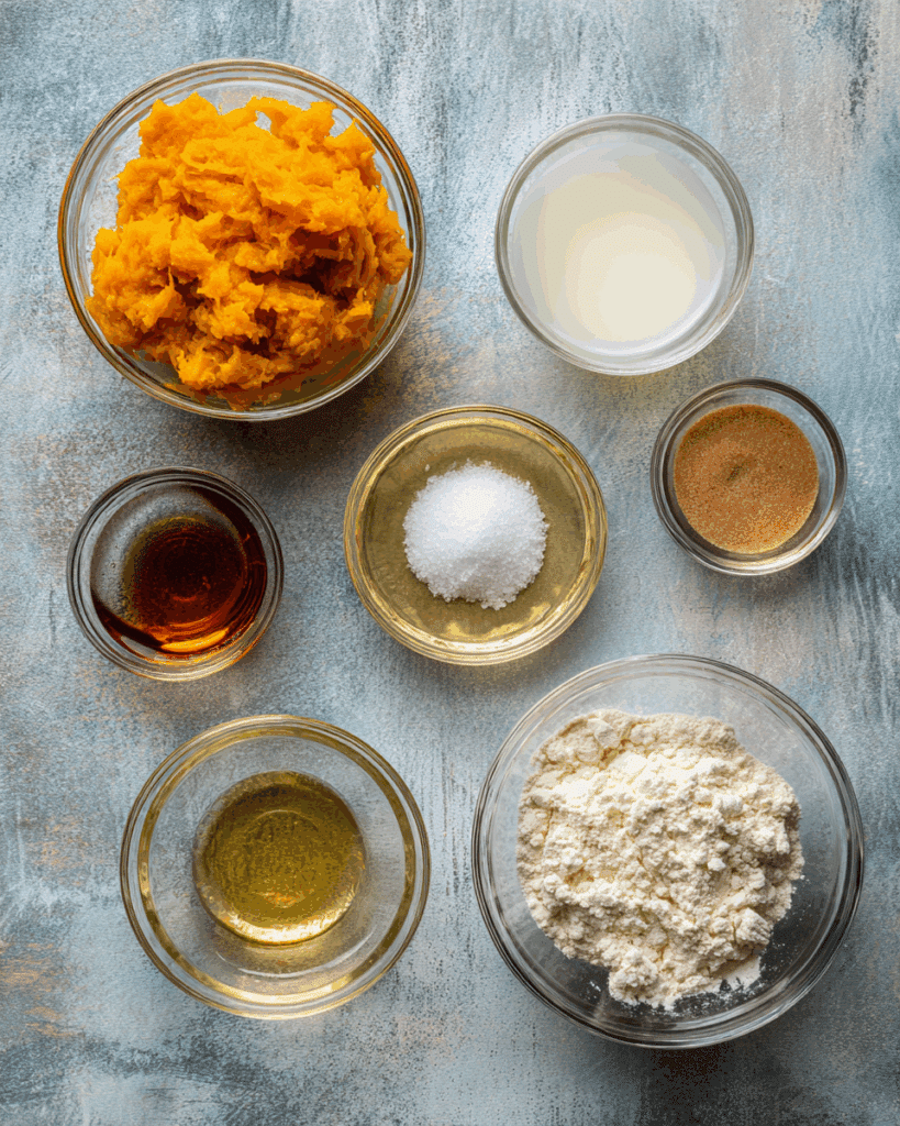 Ingredients for Thai Pumpkin and Rice Flour Dumplings in Syrup