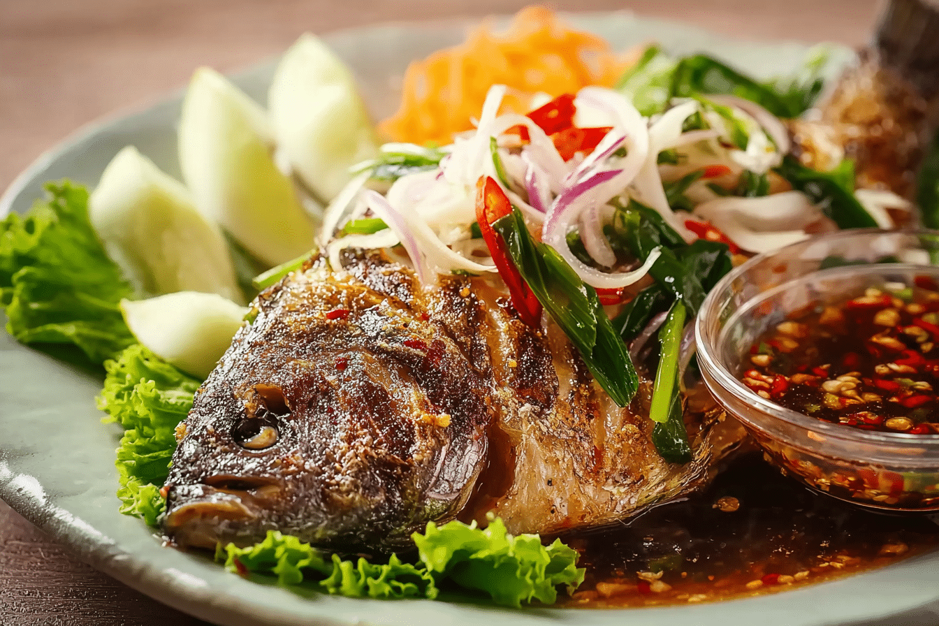 Thai Spicy Grilled Fish Salad