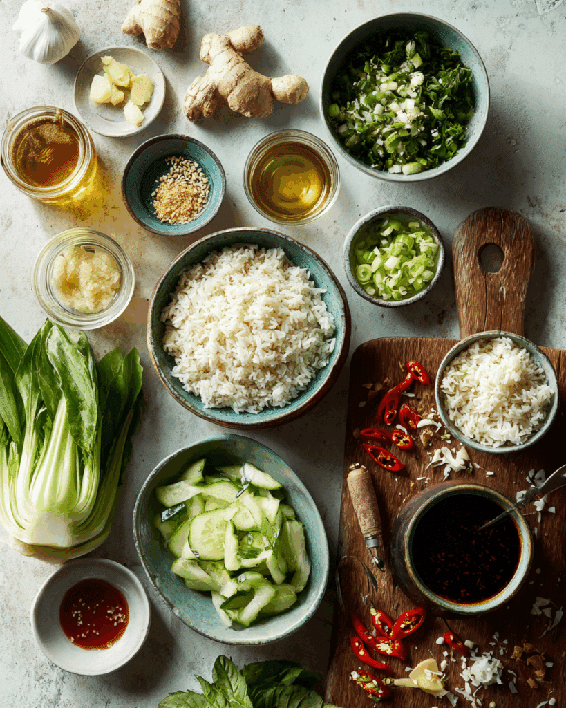 Cooking peanut broth for Thai Spiced Rice Bowls