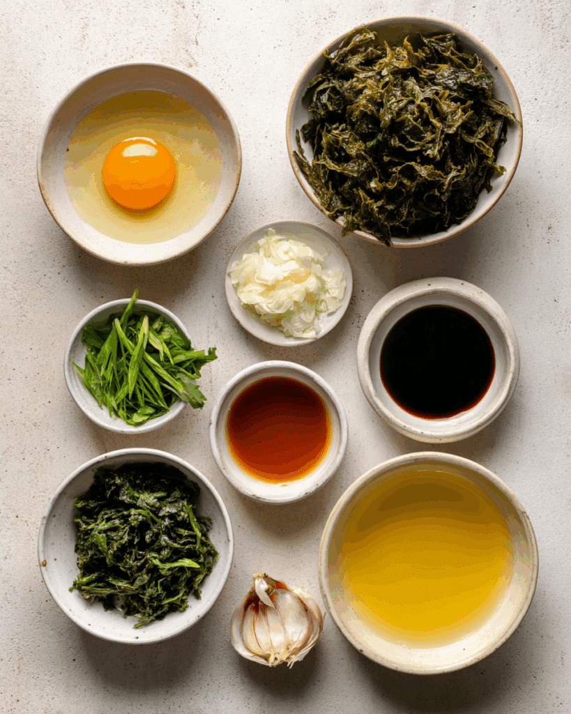 Fresh ingredients for Thai Cha Om Omelette Recipe