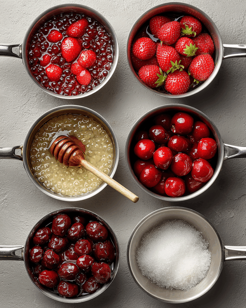 Cooking tapioca pearls for Strawberry Boba Recipe.