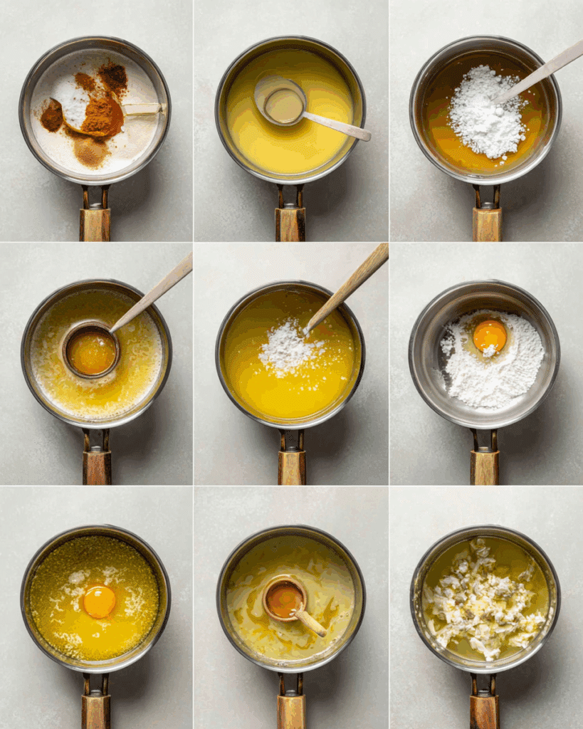Pouring eggs into simmering Egg Drop Soup broth.