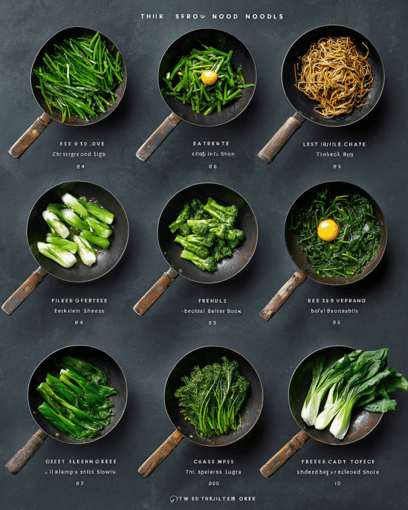 Garlic, chicken, and greens cooking in a hot wok
