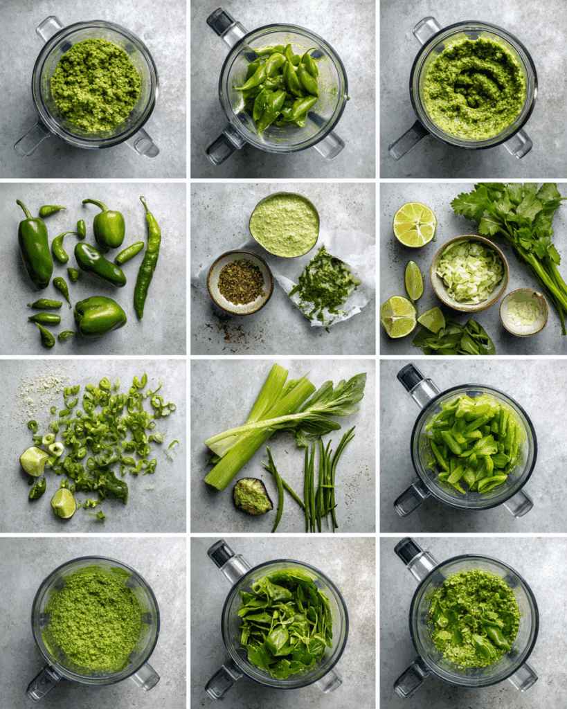 Preparing Thai Green Curry Paste in a blender.