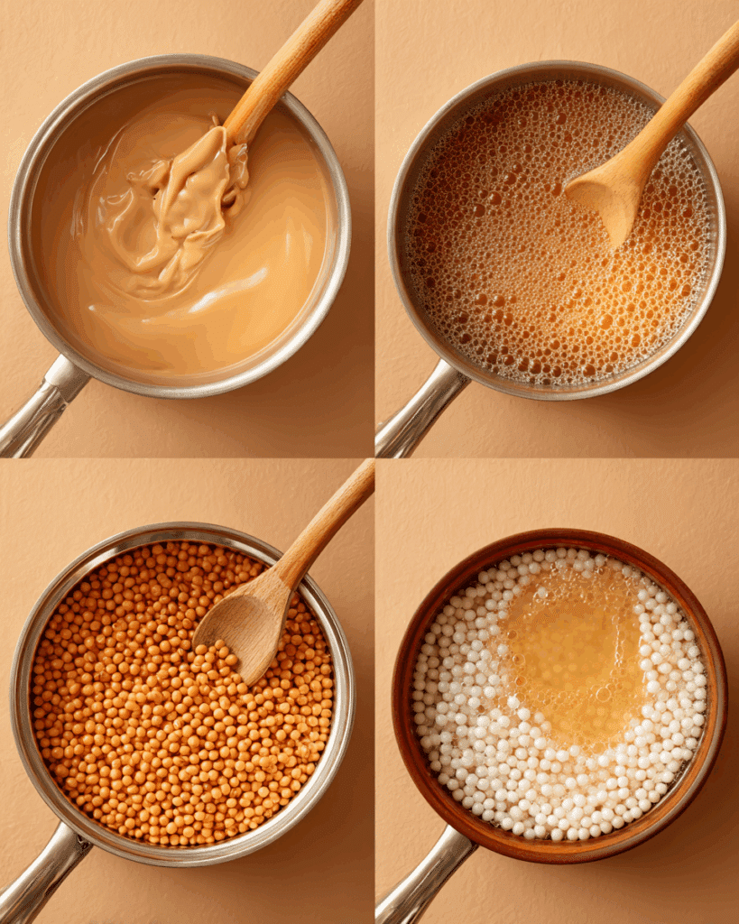 Cooking tapioca pearls and mixing taro milk for Taro Milk Tea Boba.