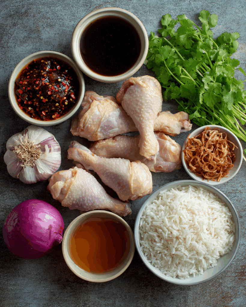 Chicken and Chilli Jam Traybake ingredients on a table