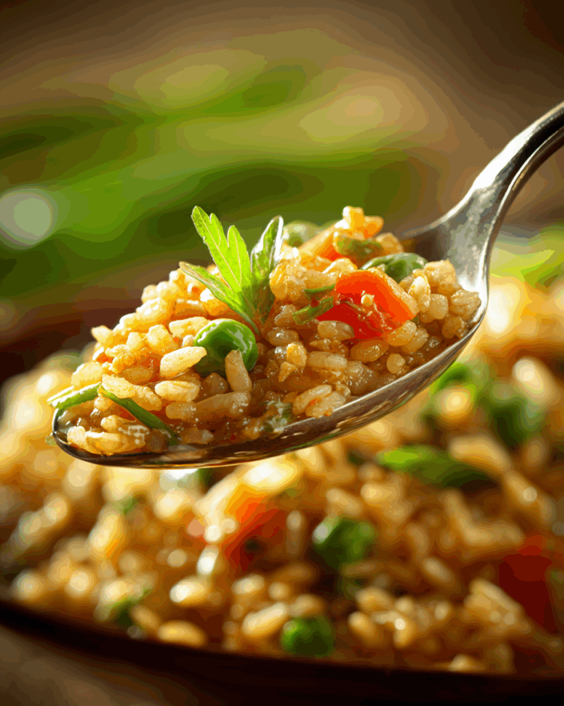 Thai Curry Fried Rice cooking in a wok.