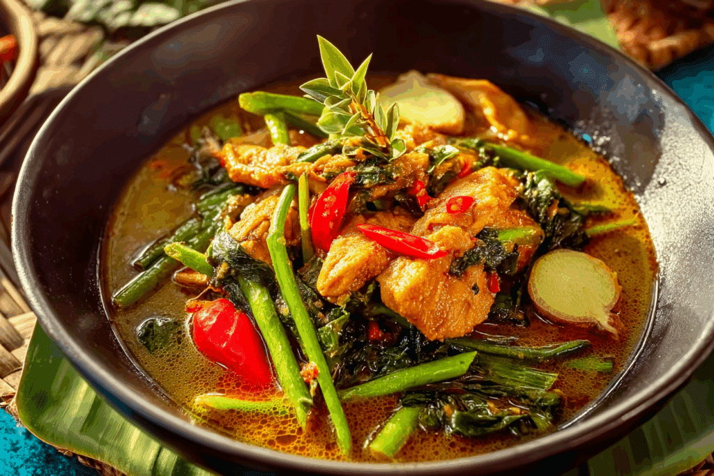 Thai Jungle Curry with Chicken served with jasmine rice