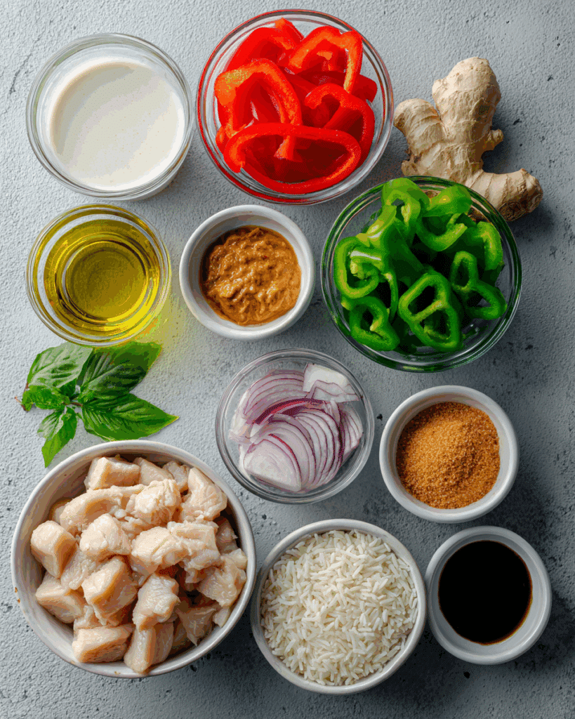 Ingredients for Thai Panang Curry recipe.
