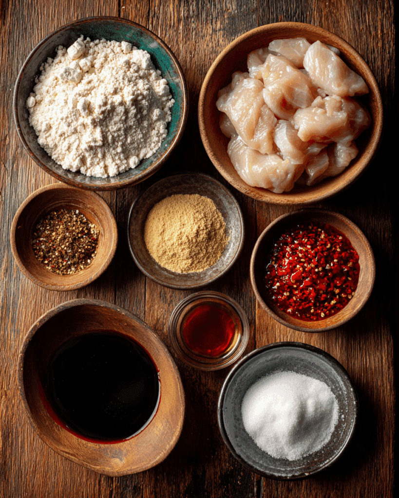 Ingredients for Thai Volcano Chicken Recipe laid out neatly on a table.