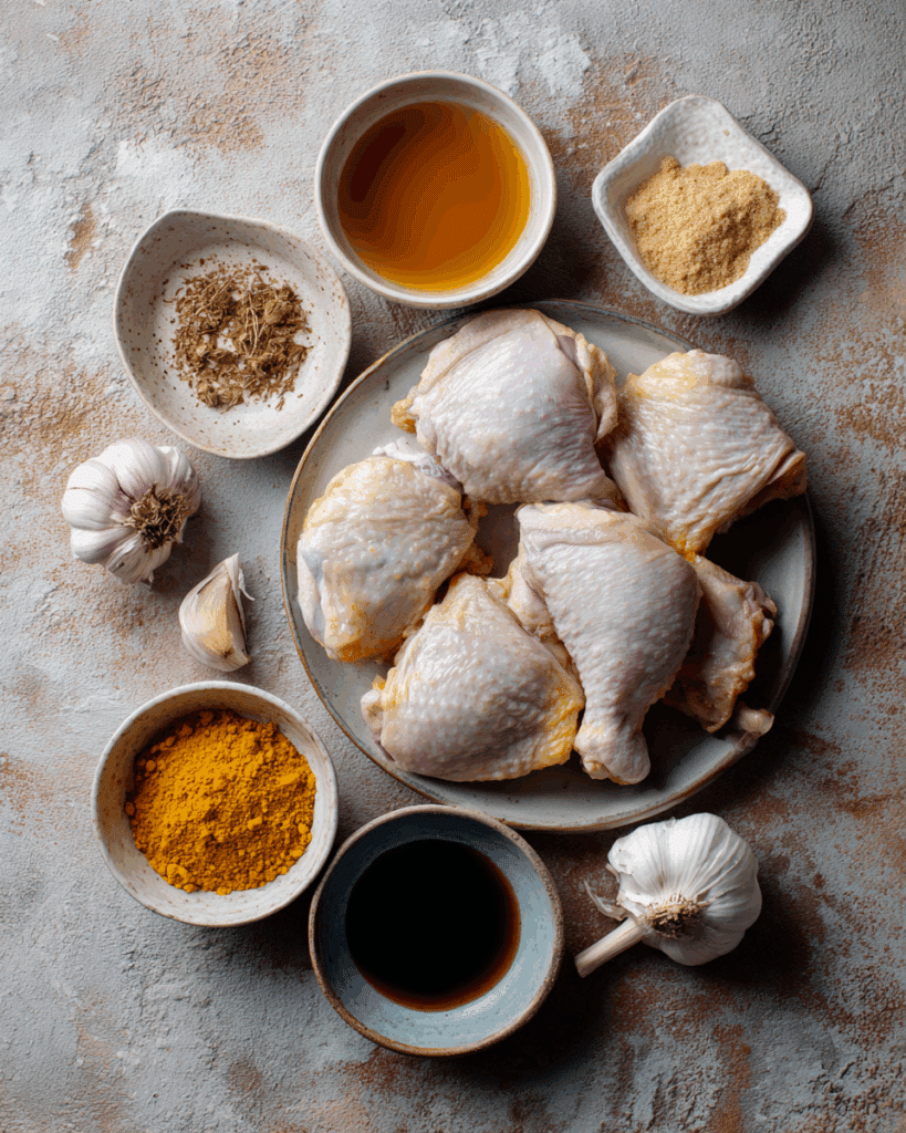 Ingredients for Thai turmeric chicken marinade
