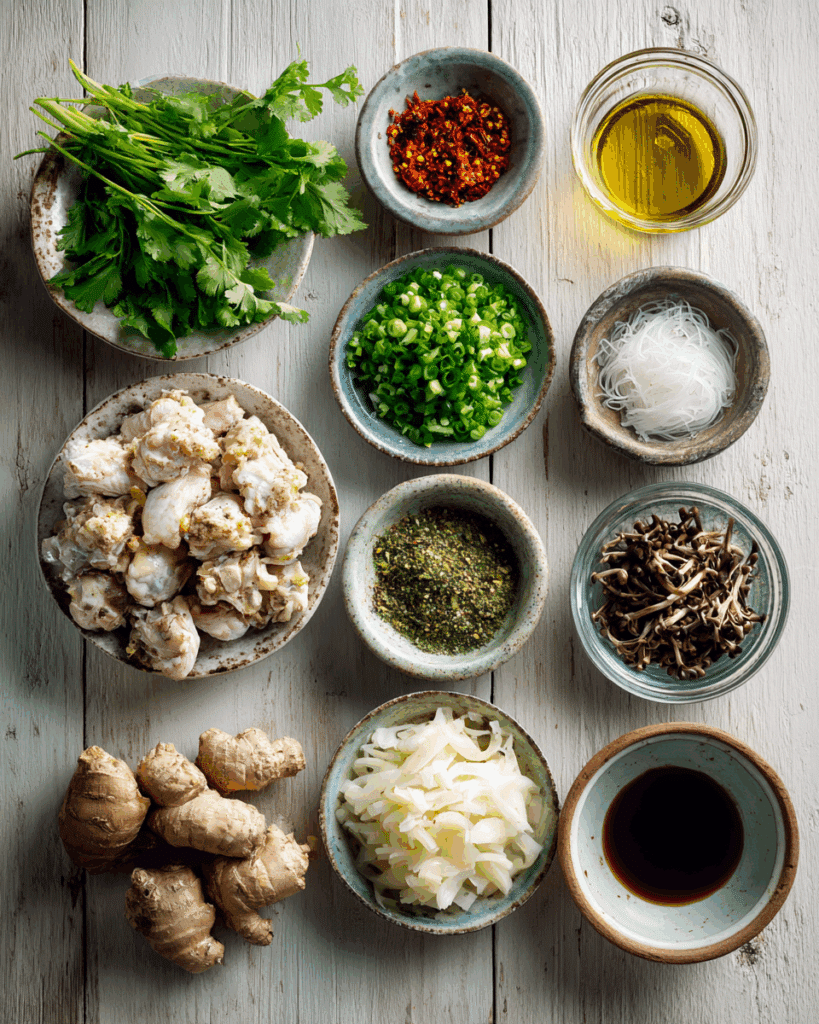 Ingredients for making Thai Stuffed Chicken Wings.