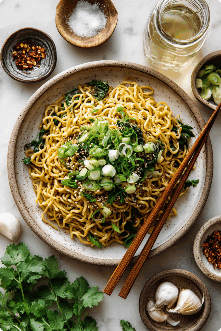 Dry Egg Noodles with roasted pork and Thai toppings