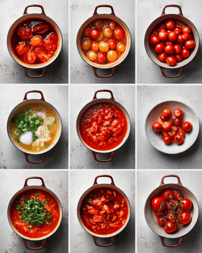 The Thai Tomato Soup Recipe simmering in a pot during cooking.