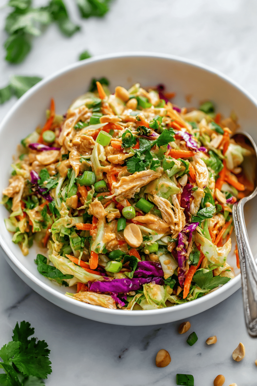 Thai Chicken Salad with Apples and Peanut Dressing
