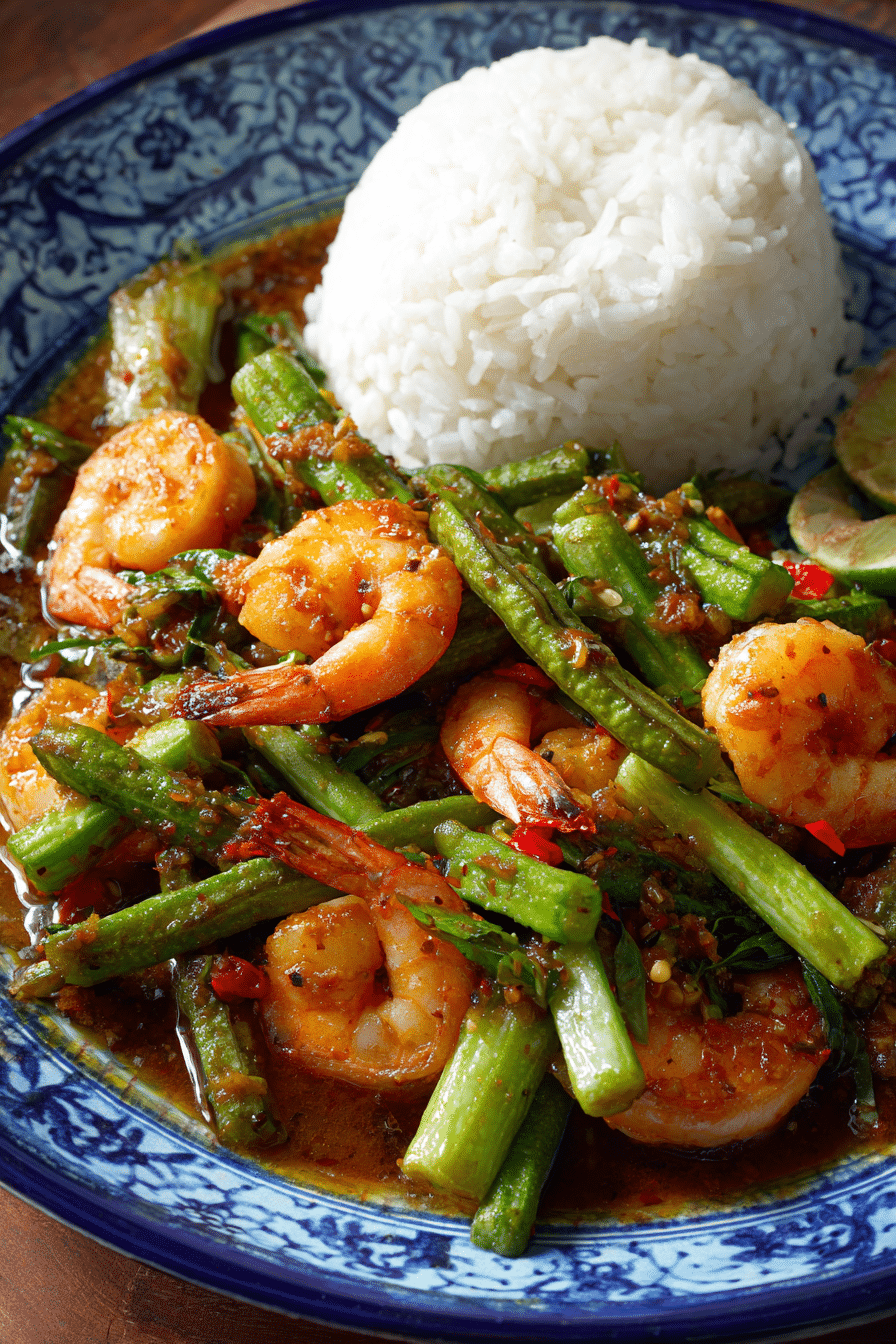 Thai Stink Beans with Shrimp served with rice