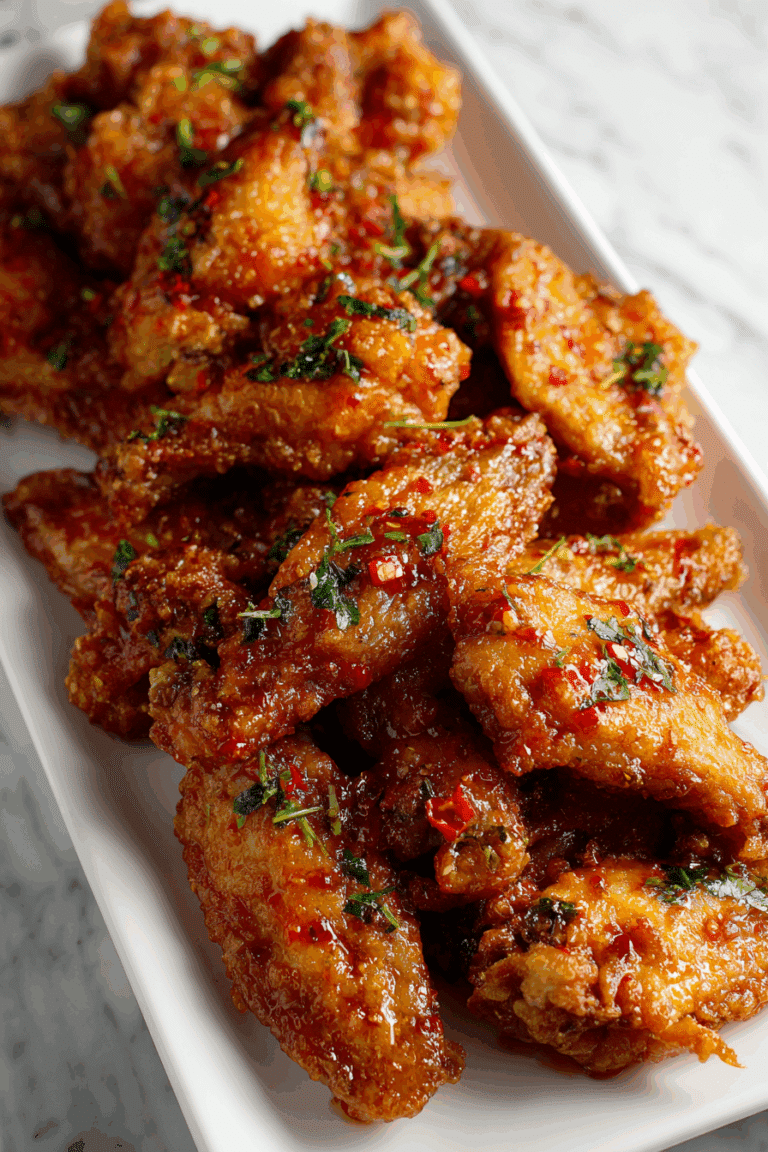 Thai Sweet and Sour Chicken Wings crispy close-up