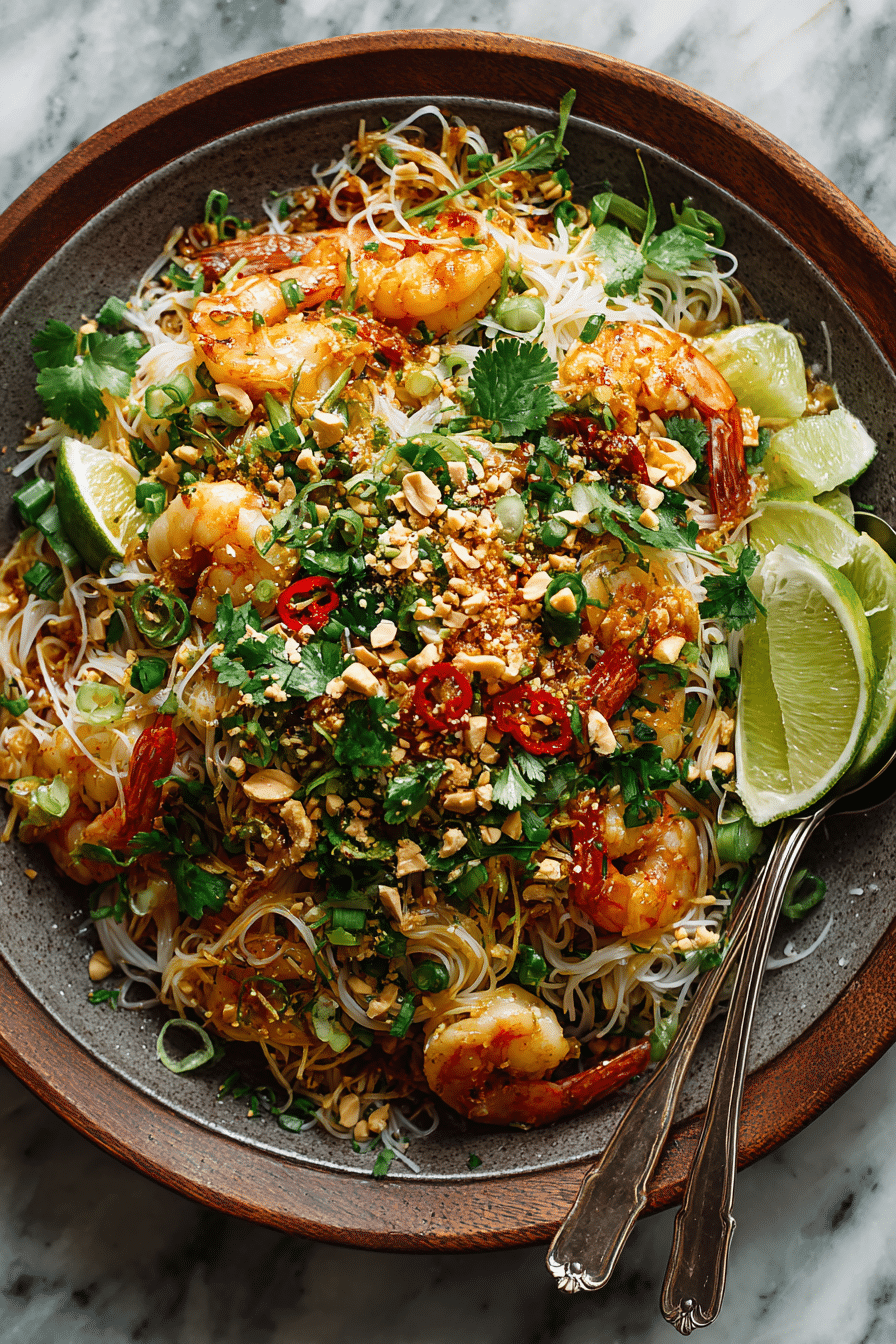 Pad Thai Salad with fresh vegetables and creamy Thai dressing