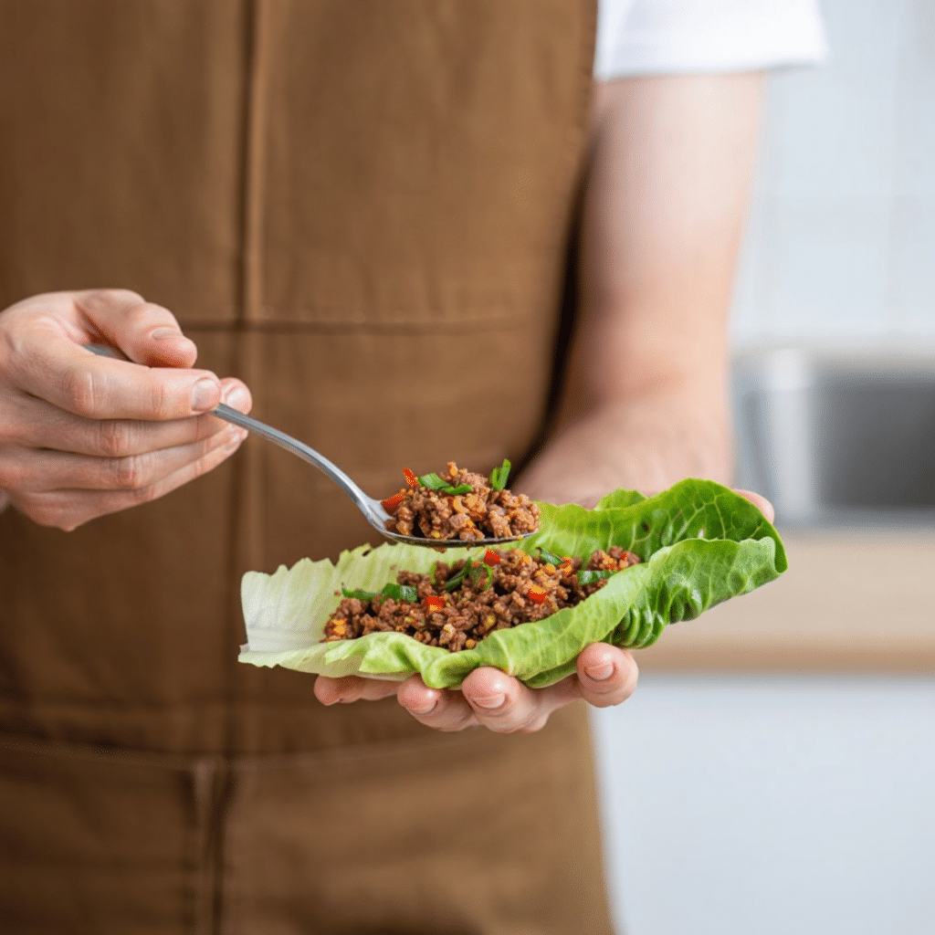 Thai Ground Beef Lettuce Wraps inspired by authentic Thai cuisine