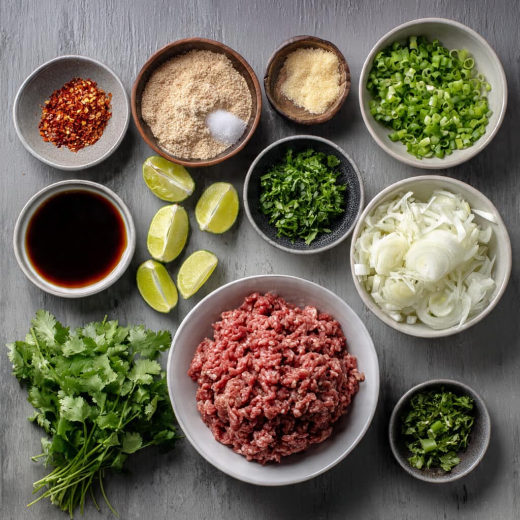 Toasted rice powder used in Thai Raw Beef Salad Recipe dressing