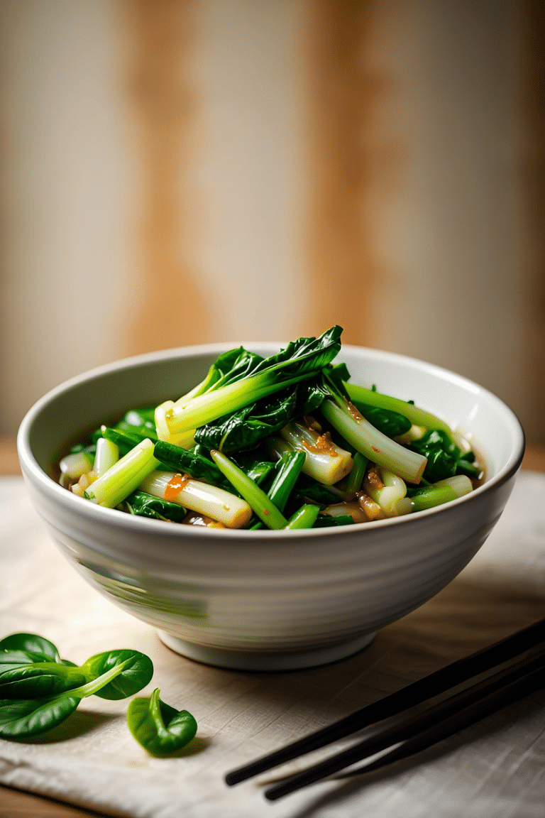 Baby bok choy stir fried with oyster sauce and soy sauce