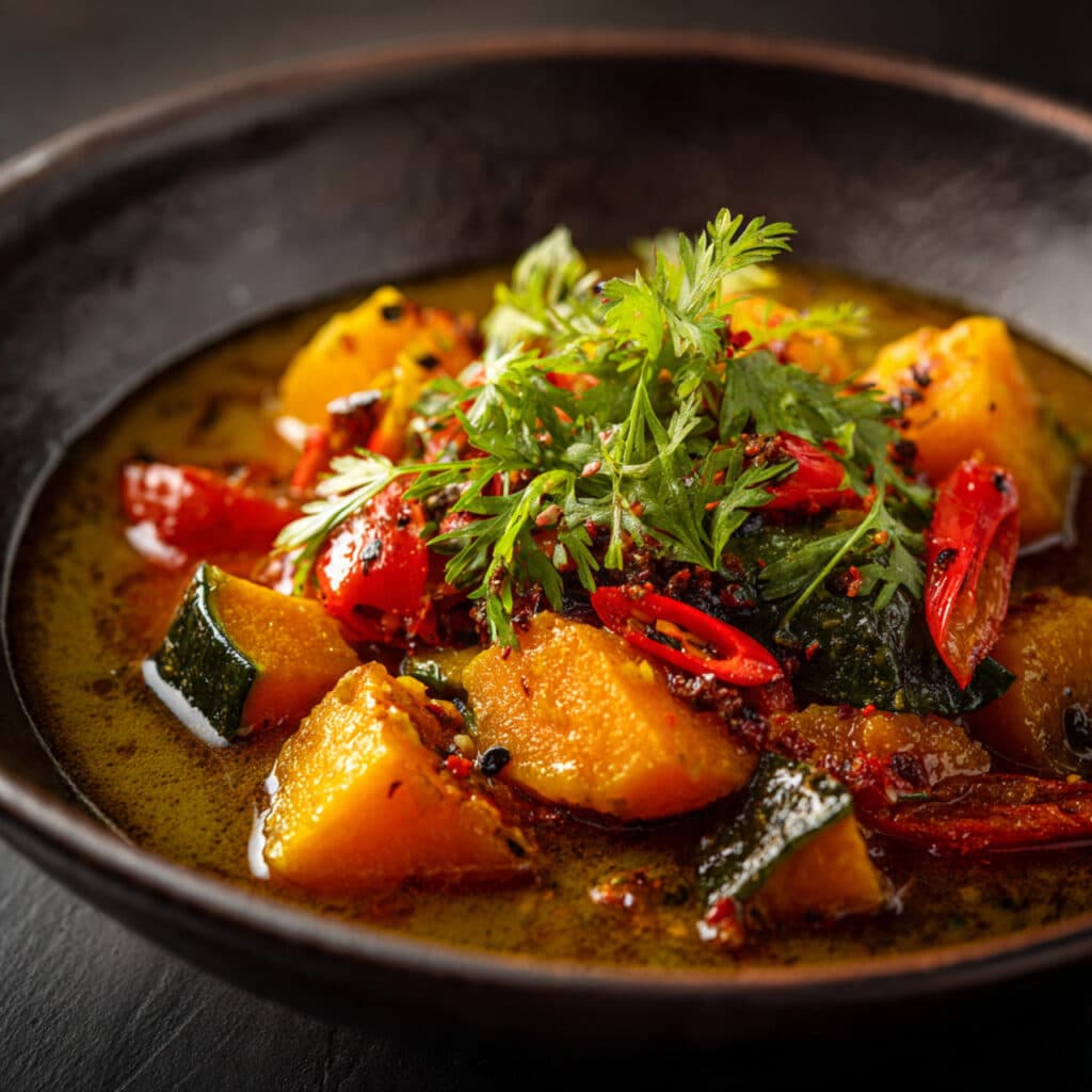 Creamy Thai Kabocha Squash Curry made with coconut milk and red curry paste