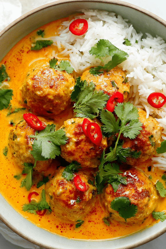 CREAMY THAI COCONUT CHICKEN MEATBALLS