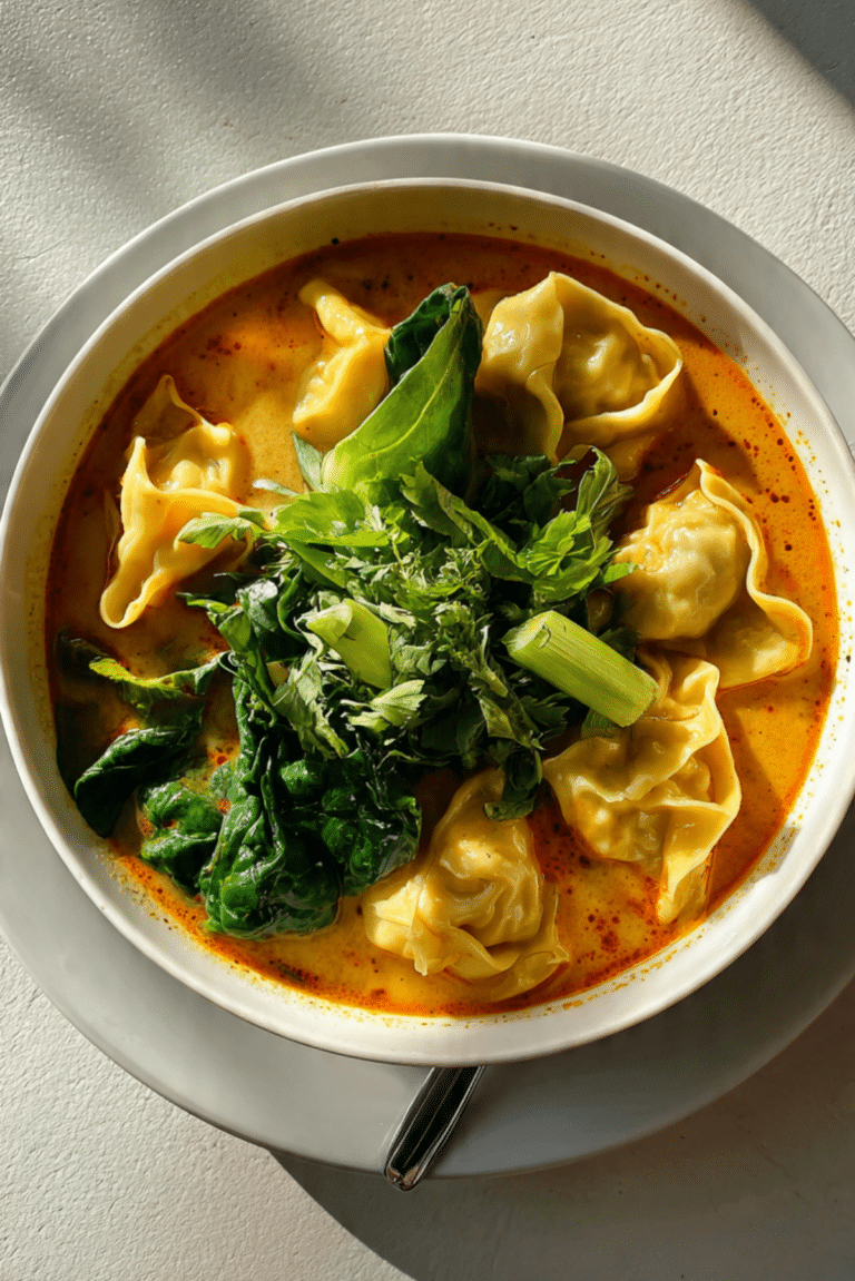 THAI RED CURRY CHICKEN WONTON SOUP