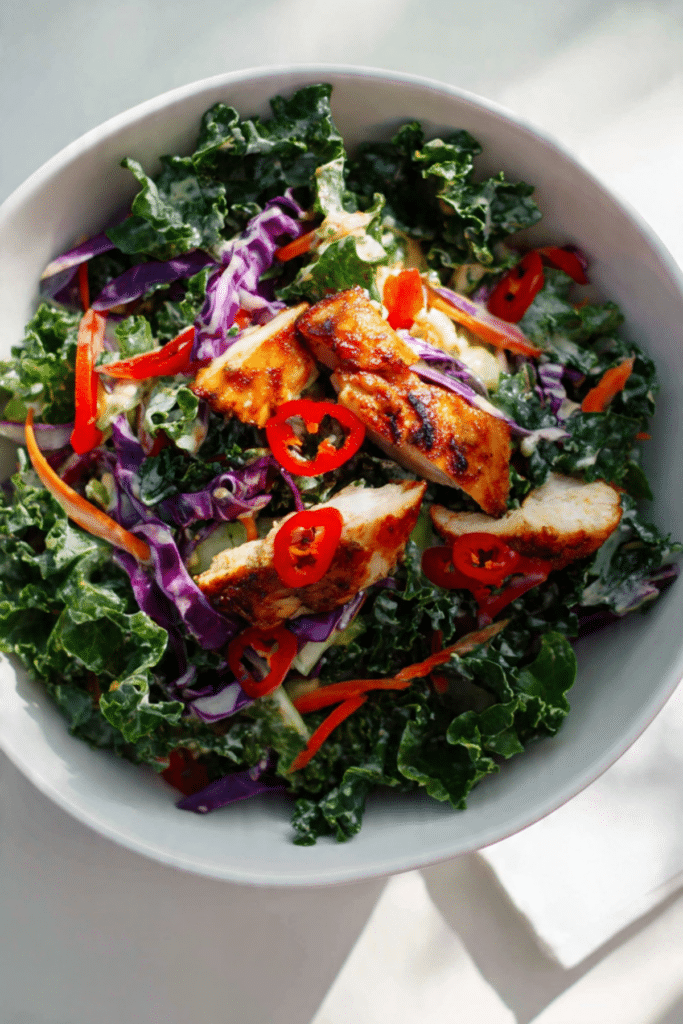 Thai Creamy kale salad with chicken