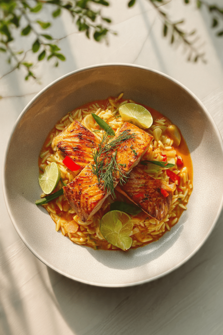 THAI RED CURRY SALMON ORZO