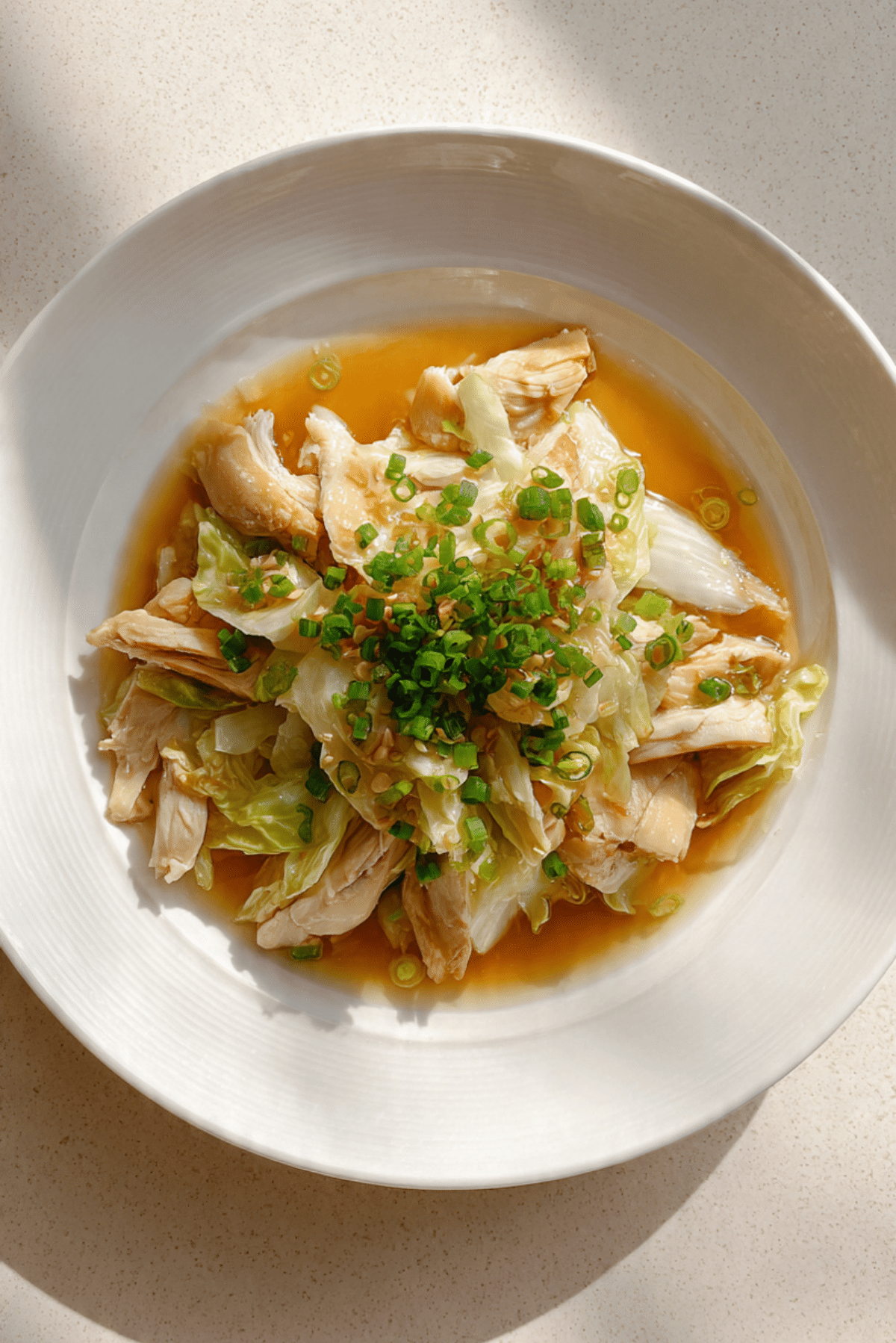 Steamed Chicken with Scallion and Cabbage