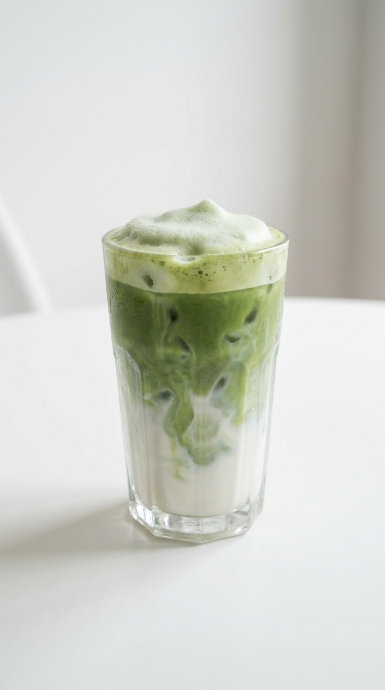 Healthy Iced Coconut Matcha with Collagen