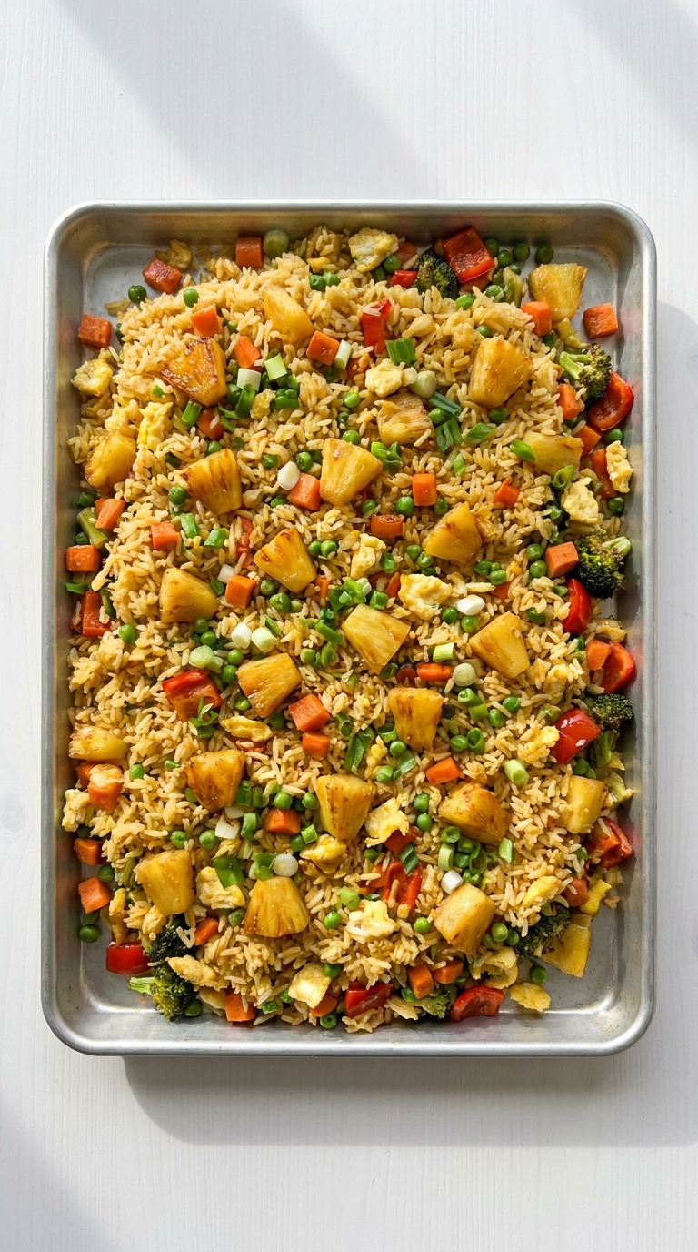 Sheet Pan Pineapple Fried Rice