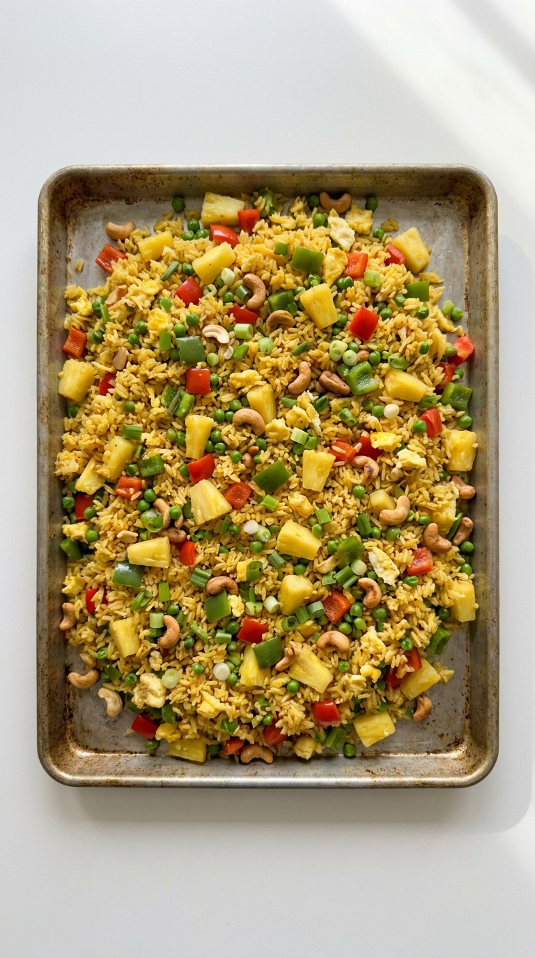 Sheet Pan Pineapple Fried Rice